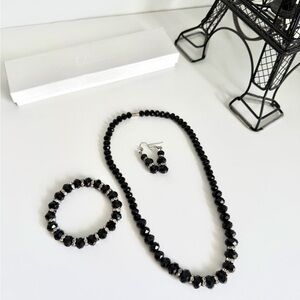 Elegant Black Beaded Jewelry Set